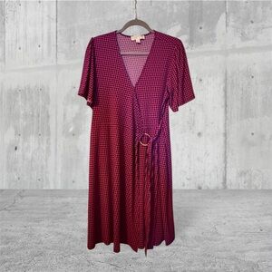 Michael Kors Fuschia Navy Size L Faux Wrap Dress